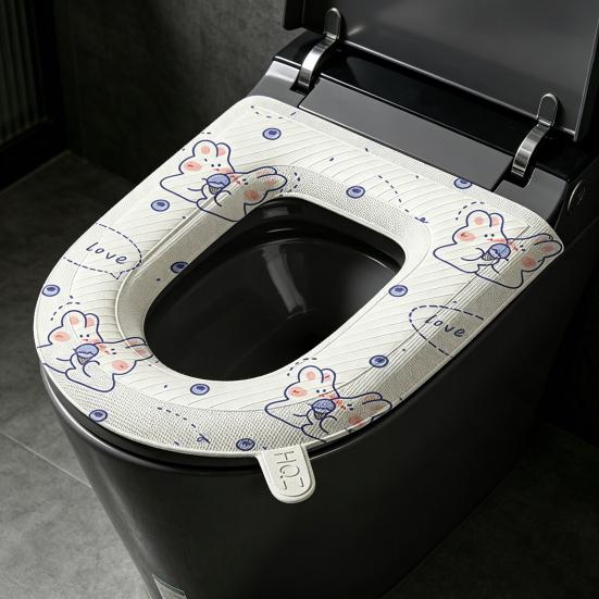 Toilet Seat Cartoon Pattern Non-Slip Peel Stick Toilet Seat Protector Self-adhesive Toilet Seat Adhesive Strip Summer Toilet Seat Cover