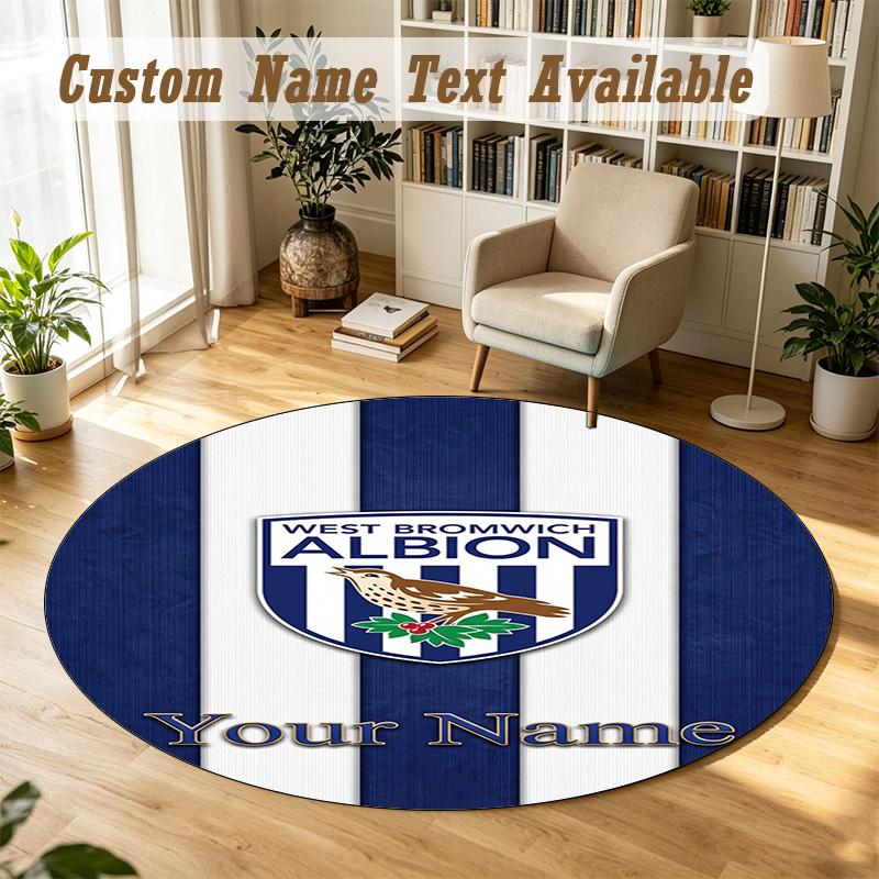Round Rug Custom NameWest Bromwich Albion FC Pattern Non Slip Carpet Home Floor Decor