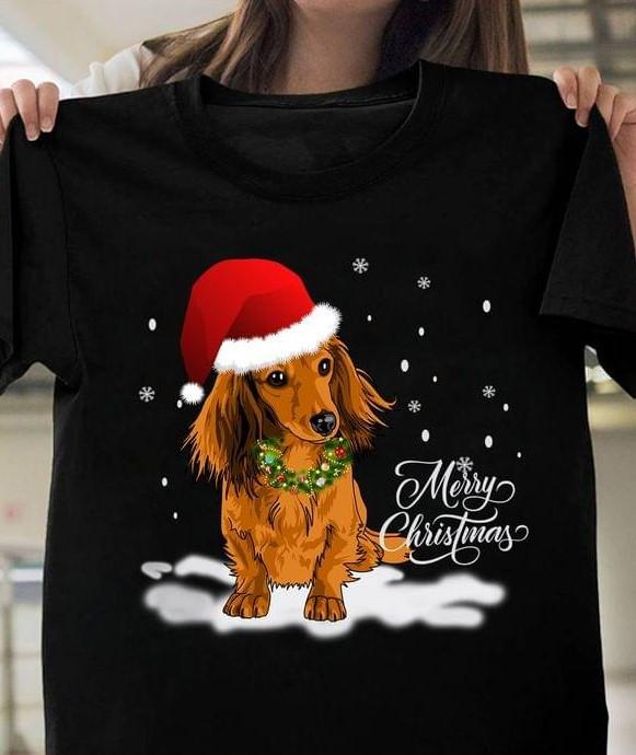 New! 2025 Merry Christmas Dachshund Dog Shirt JJ5763