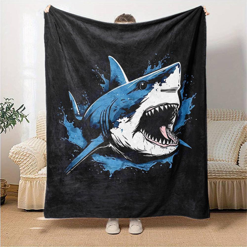 1pc shark ocean Throw Blanket Soft Flannel, Cozy All Season Polyester Perfect for Home, Office