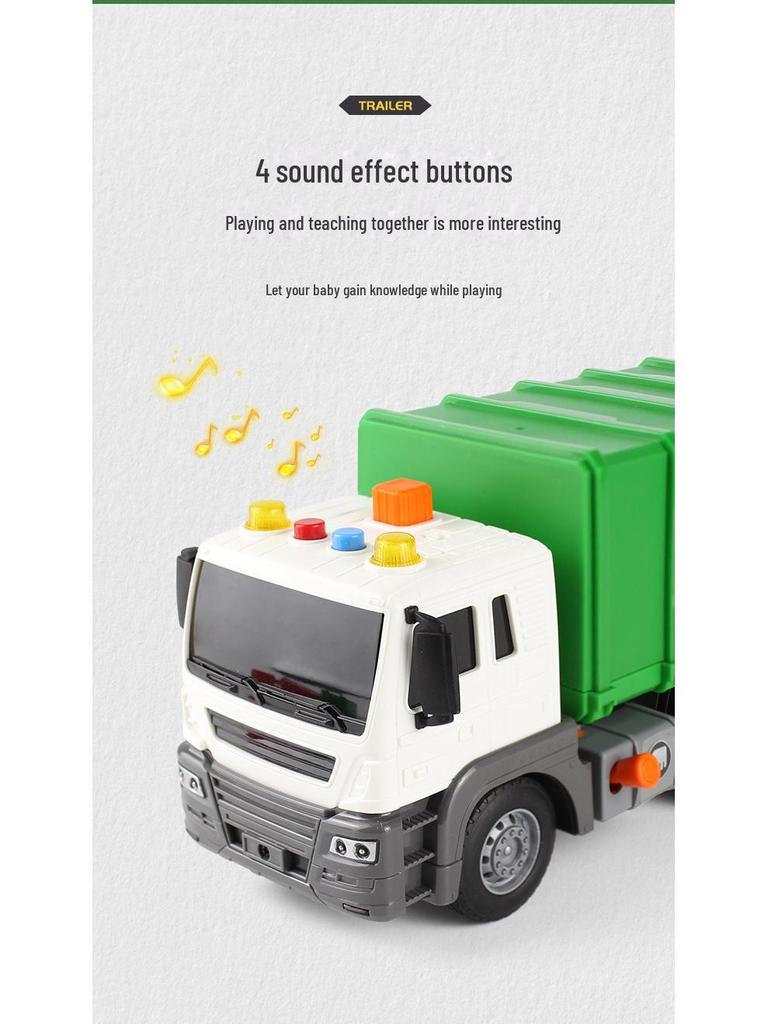 Inertial Garbage Truck Toy with Inflatable Lift and Sorting Bins - Kids' Sanitation and Sweeping Simulation
