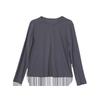 Spring/Summer Retro Smoky Gray Ultra-Thin Stretch Long-Sleeve Round-Neck Knit T-Shirt