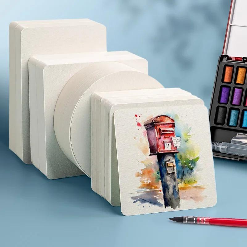 Square/Round Watercolor Paper 300g 25 Sheets Professional Water Color Drawing Paper Postcard for Painting Art School Supplies