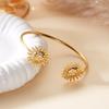 Light Luxury Stainless Steel Sunflower Open Bangle for Women Delicate Stackable Seaside Vacation Party Jewelry Accessories