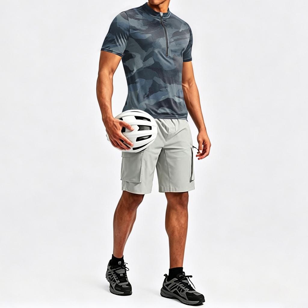 Herren Kurzarm Fahrradtrikot Halber Reißverschluss Atmungsaktiv Schnelltrocknend Leichtes Material Bequeme Passform Sportliches Oberteil für Outdoor-Sportarten