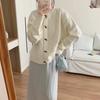 Corner Buckle Design Sweater Jacket Women's New Loose and Lazy Twist Knitted Cardigan Outer Wear