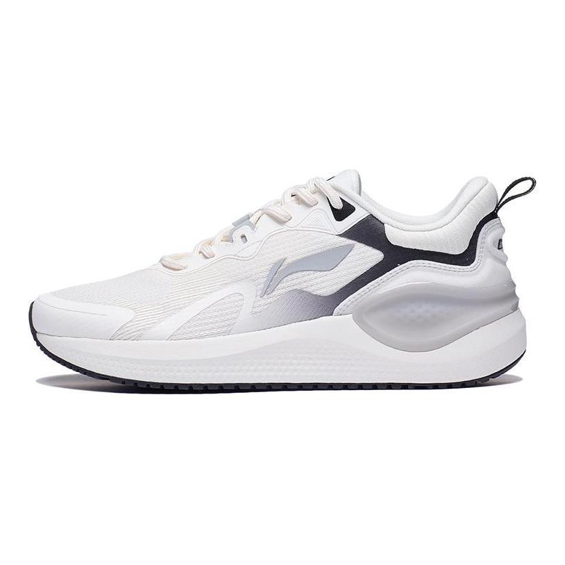 Li Ning Cushioning Slip Resistant Abrasion Resistant Breathable Lightweight Low top Running Shoes Men's White ARST081-3