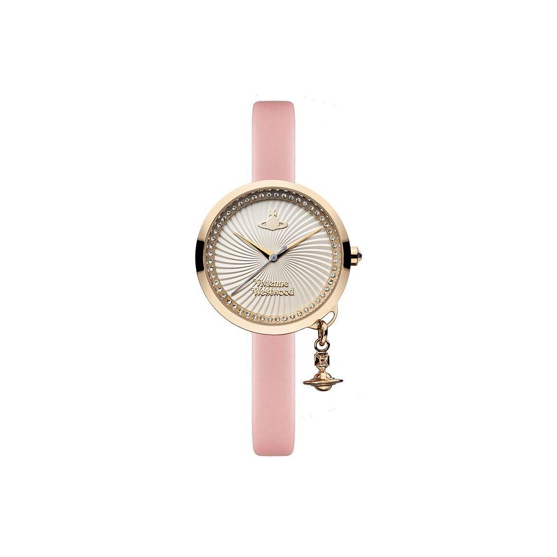 

Vivienne Westwood Classic Pendant Series Watch Quartz Movement Gold Dial Women watches Pink DWVV139WHPK Regular Watch Box