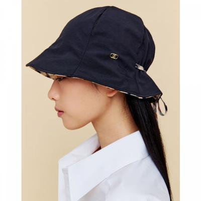 Daks Black Bucket Hat Slit Point Check Strap Dche6e232bk
