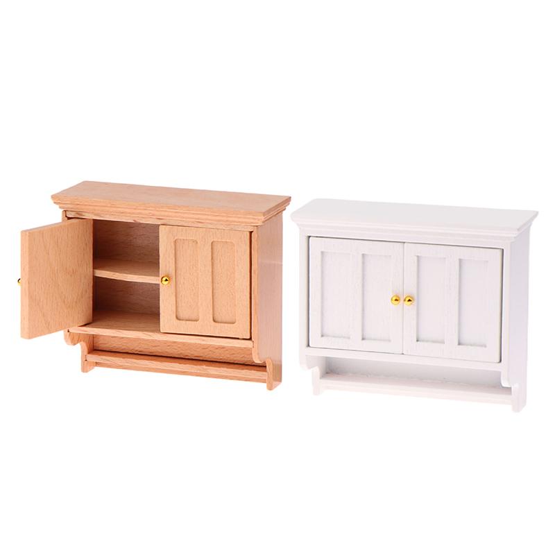 1/12 Dollhouse Miniature Wall Cabinet Closet Shelves Model Doll Home Cabinets Furniture Decor Toy Dolls House Accessories