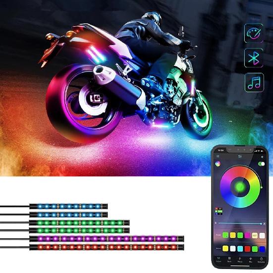 6 Pcs Motorcycle LED Light Kits, App Control Multicolor 6 Pcs Multicolor