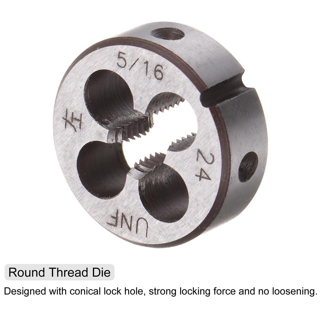 Uxcell 2-Piece Tap & Die Set, 5/16-24 UNF Left-Handed Thread Tap & Round Die, Tapping Thread Tool, Tap & Die Kit for Nut, Screw, Bolt Thread Repair