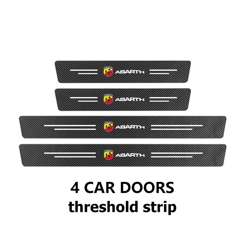 For Abarth Car Door Sill Scuff Plate Decor Carbon Fiber Stickers FIAT 500 Doblo Tipo FR Panda Argo Freemont Bravo Punto