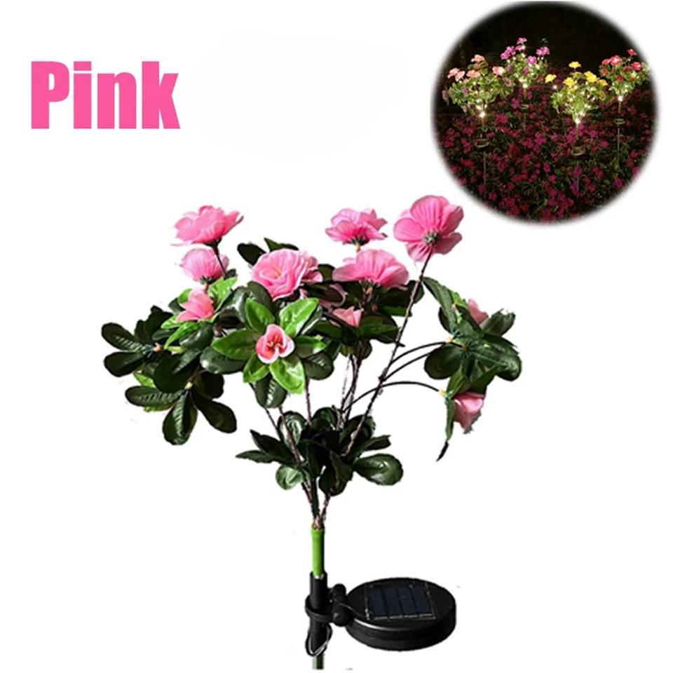 Solar Garden Lights Outdoor Decorative Solar Garden Lights with 7 Azalea  Flowers, LED Waterproof Solar Powered Garden Light