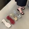 2025 Spring and Autumn New Fashion Korean Version Casual Low Heel Square Head Word with Cool Slippers with Skirt Beach Sea