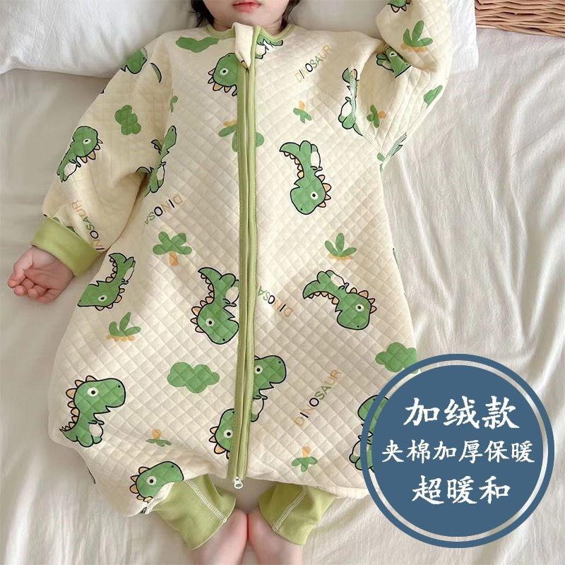 Kids Winter Warm Zipper Footed Pajamas With Cotton Padding Toddler Sleepwear Ages 1-5 Years