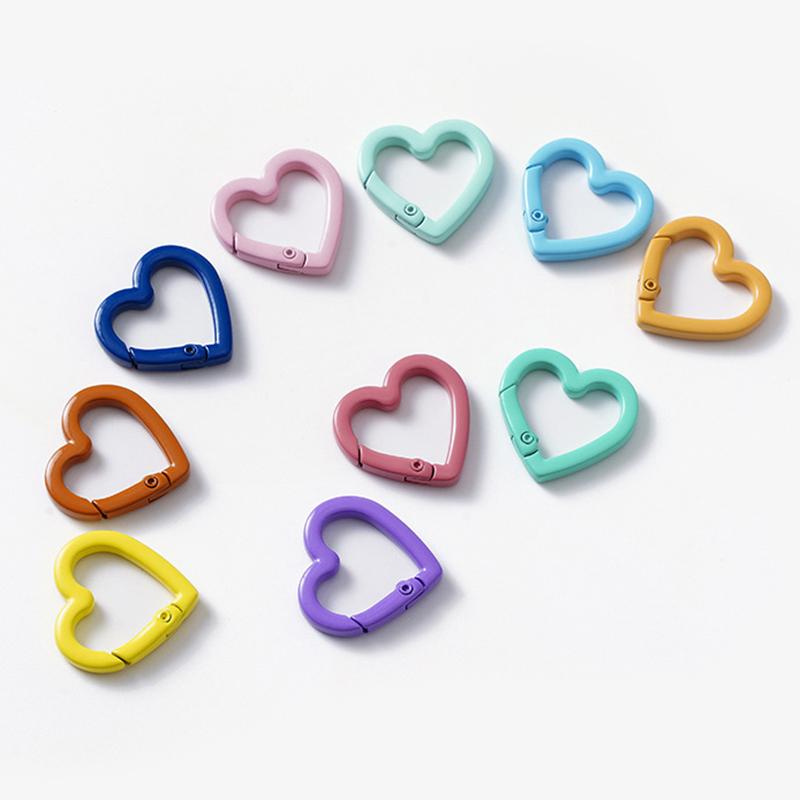 Yogodlns 10/20 Stück Metall Herz Federverschluss Öffnbarer Liebesförmiger Karabiner DIY Rucksack Taschen Zubehör