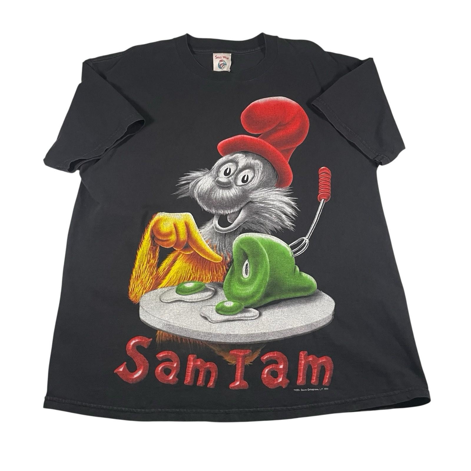 Vtg 90s Dr Seuss Sam I Am T XL 1997 Graphic Print Green Eggs And Ham USA Unisex T-Shirt XXXL