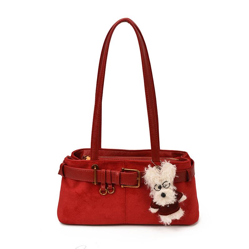 Korean Retro Suede Underarm Bag: Women's Versatile Autumn 2025 Shoulder Handbag for Casual or Work Commutes