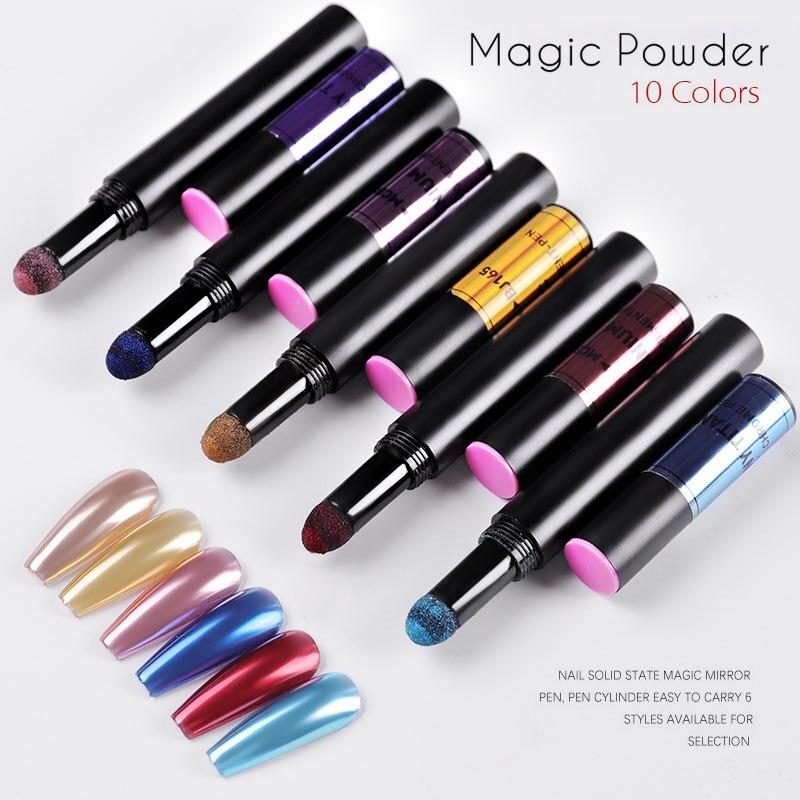 Nail Art Glitter Magic Mirror Pen Pudră Pernă de aer Laser holografică Pigmenți solizi Gel UV Instrument de manichiură