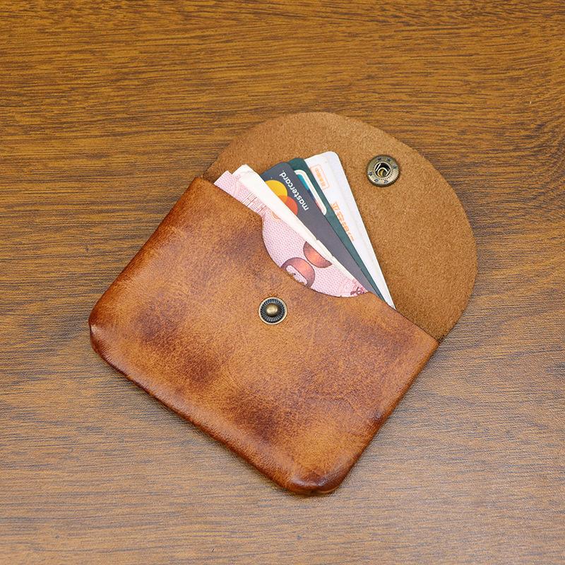 Handmade Coloring, Simple and Creative Vegetable Tanned Pickup Bag, Coin Purse, Change Card Bag, Cowhide