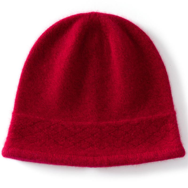 % Pure Cashmere Knitted Hat Versatile Cold-proof Autumn and Winter Hat Wool Hat Pullover Knitted Hat