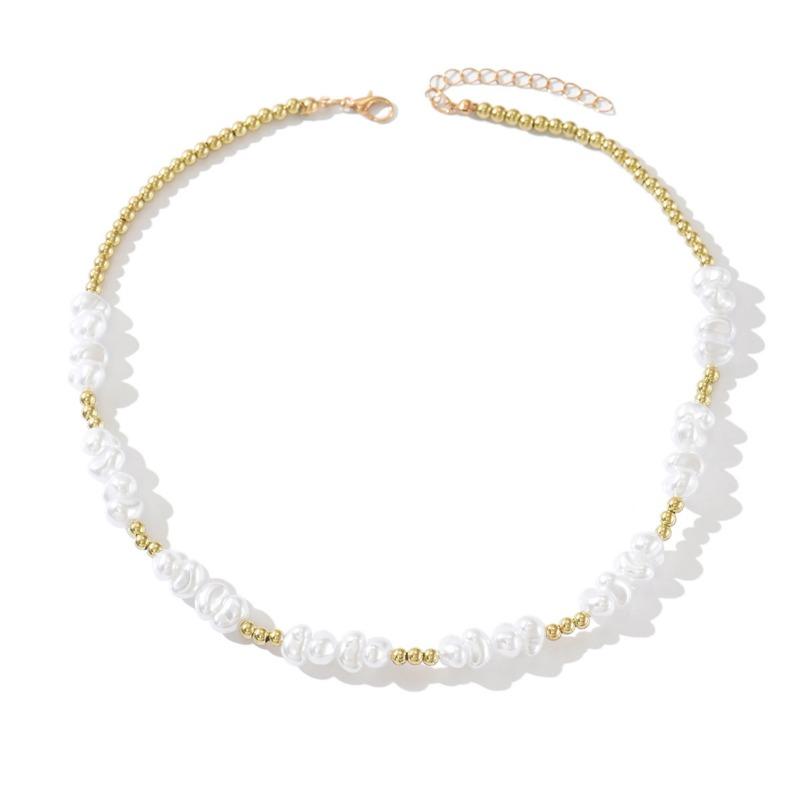 Irregular Imitation Pearl Necklace Jewelry Retro Light Luxury High Sense Stacked Collarbone Chain Jewelry