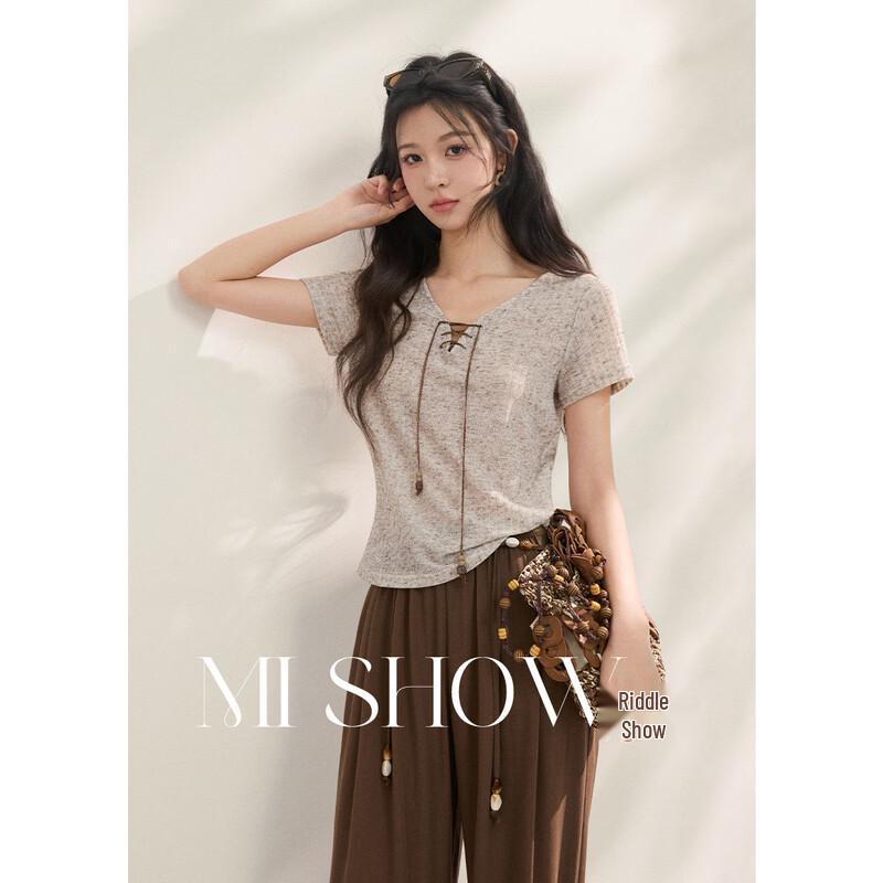 Women s V-neck Tie-Front Short Sleeve T-shirt S