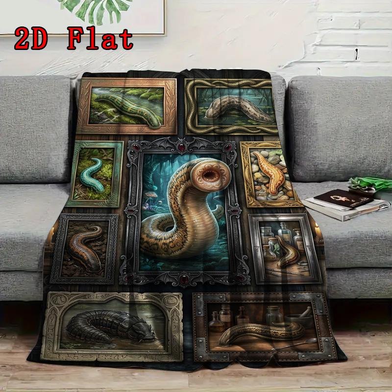 Mystic Serpent Collection 2D Flat Pattern Flannel Blanket, High quality All Seasons, Home Decor, Warmth and Comfort, Perfect for Christmas Gifts.