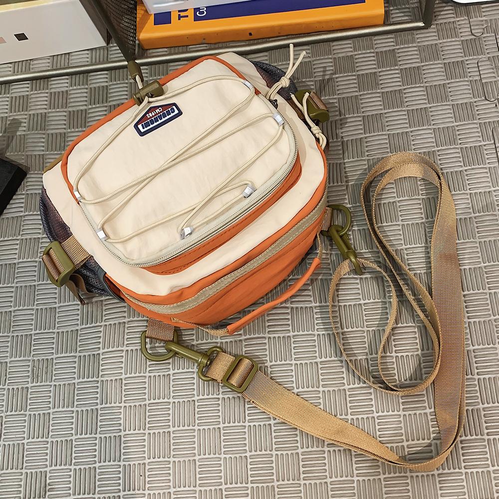

Large Capacity Backpack Versatile Cross Rope Color Blocked Single Shoulder Couple Crossbody Commuter Handheld Tote Bag