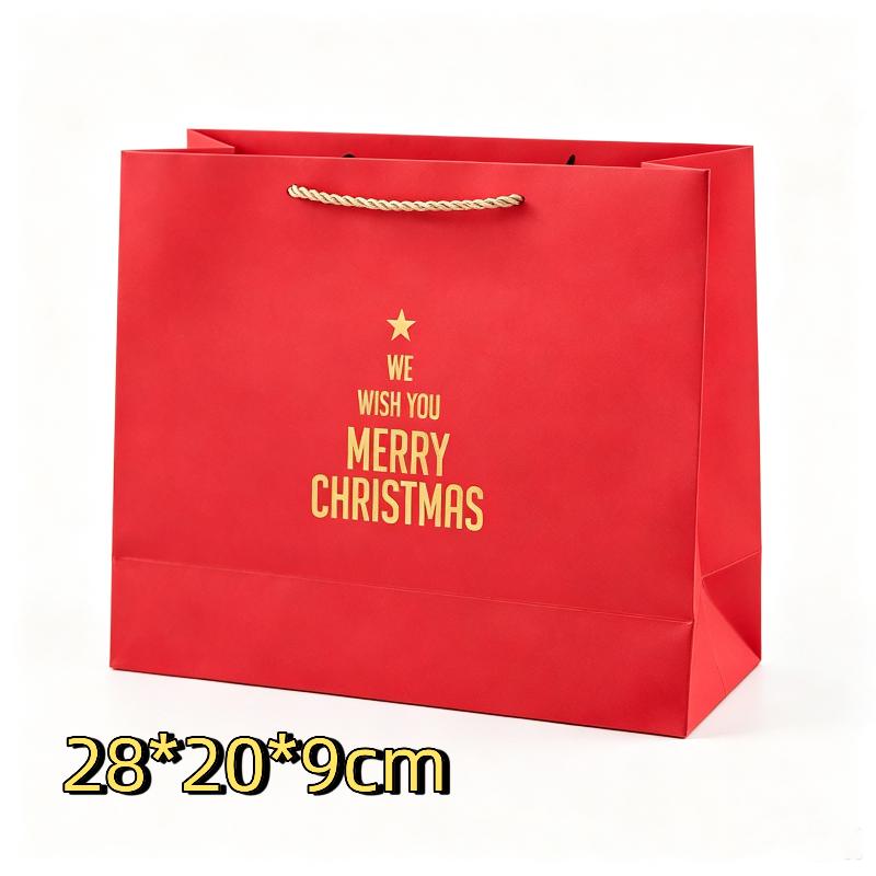 Red Christmas Gift Box With Shiny Surface Green Ribbon Gold Star Ornament Ideal For Holiday Gift Wrapping