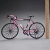 Modelo de bicicleta amarela rosa simulação coleção brinquedos presentes