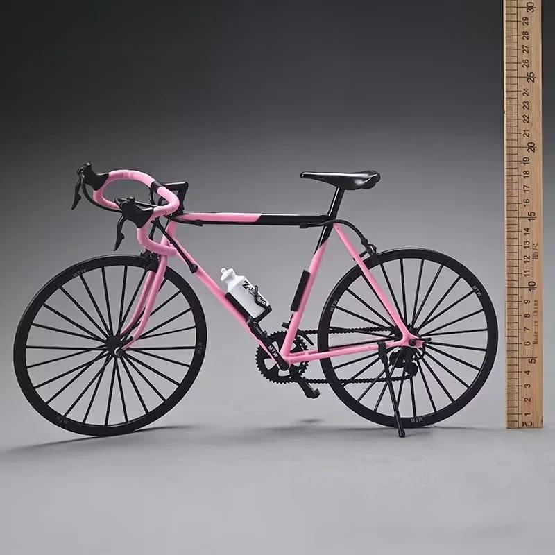 Modelo de bicicleta amarela rosa simulação coleção brinquedos presentes