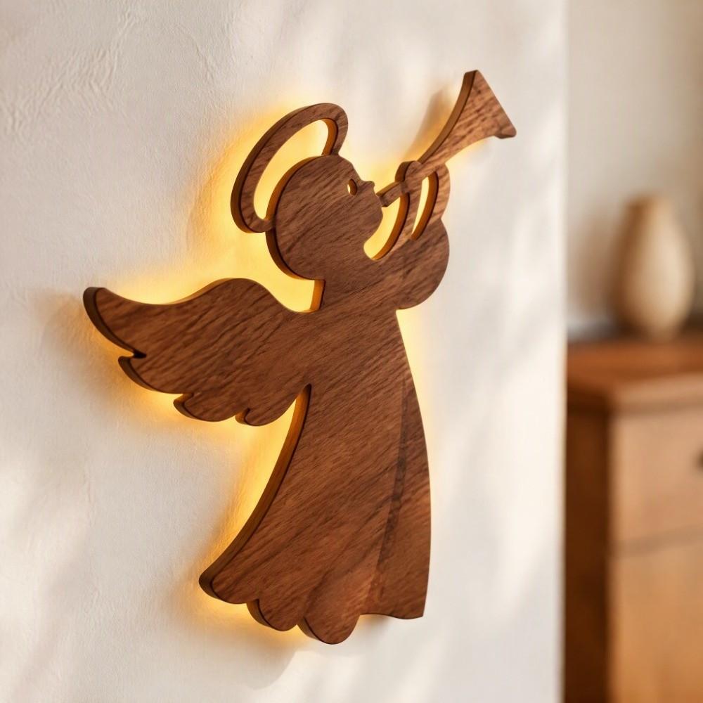 Wall Decor LED Light Angel Wall Lights Resin Craft Christmas Angel Angel Wall Hanging Decor Wall Pendant Christmas Gift