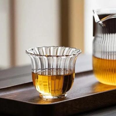 1 Pièce Tasses à Thé Ondulées Transparentes Nordiques Résistantes à la Chaleur Tasse à Thé Noir Petite Capacité Tasse Maître Verre à Shot Soju Sake Verre Tumbler
