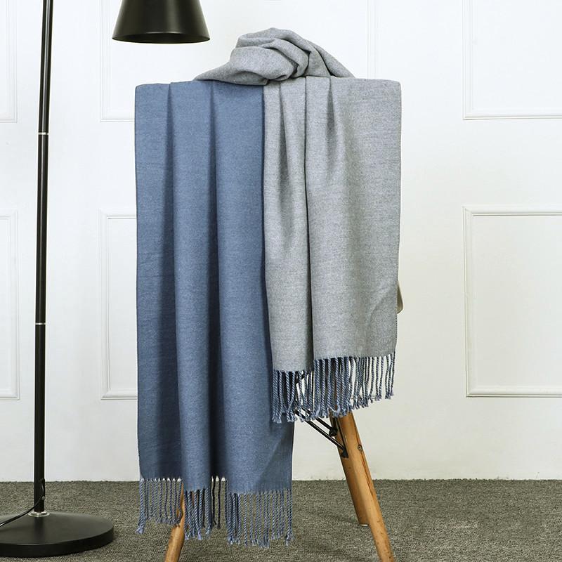 Double-sided Two-color Scarf for Women Autumn and Winter High End New Wool Scarf Shawl Imitation Cashmere Scarf