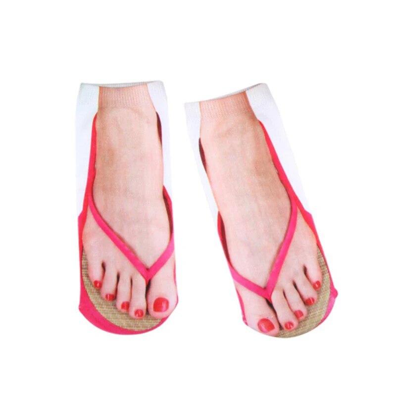 Calzini con motivo 3D Calzini con stampa divertente da uomo e donna Calzini infradito personalizzati casual Calzini alla caviglia dal taglio basso