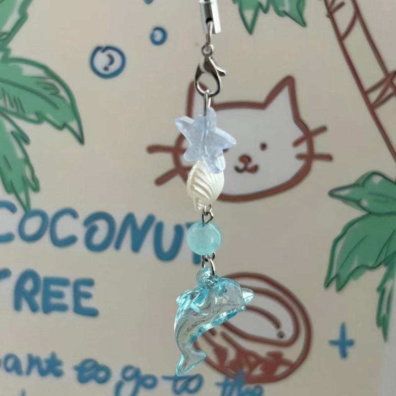 Fashionable Bag Pendant Beaded Keychain Keyring Dolphin Phone Charm Elegant Gift Perfect Accessory for Any Occasion