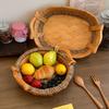Handmade Handwoven Storage Basket Rustic Rattan Storage Tray Fruit Vegetable Storage Tray  Kitchen