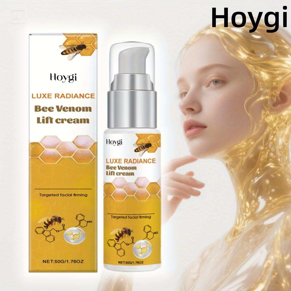 Krem do natychmiastowego liftingu twarzy z jadem pszczelim, Zawiera witaminę E, Napina i ujędrnia skórę, Wygładza drobne linie i zmarszczki | Bezalkoholowy z kwasem hialuronowym