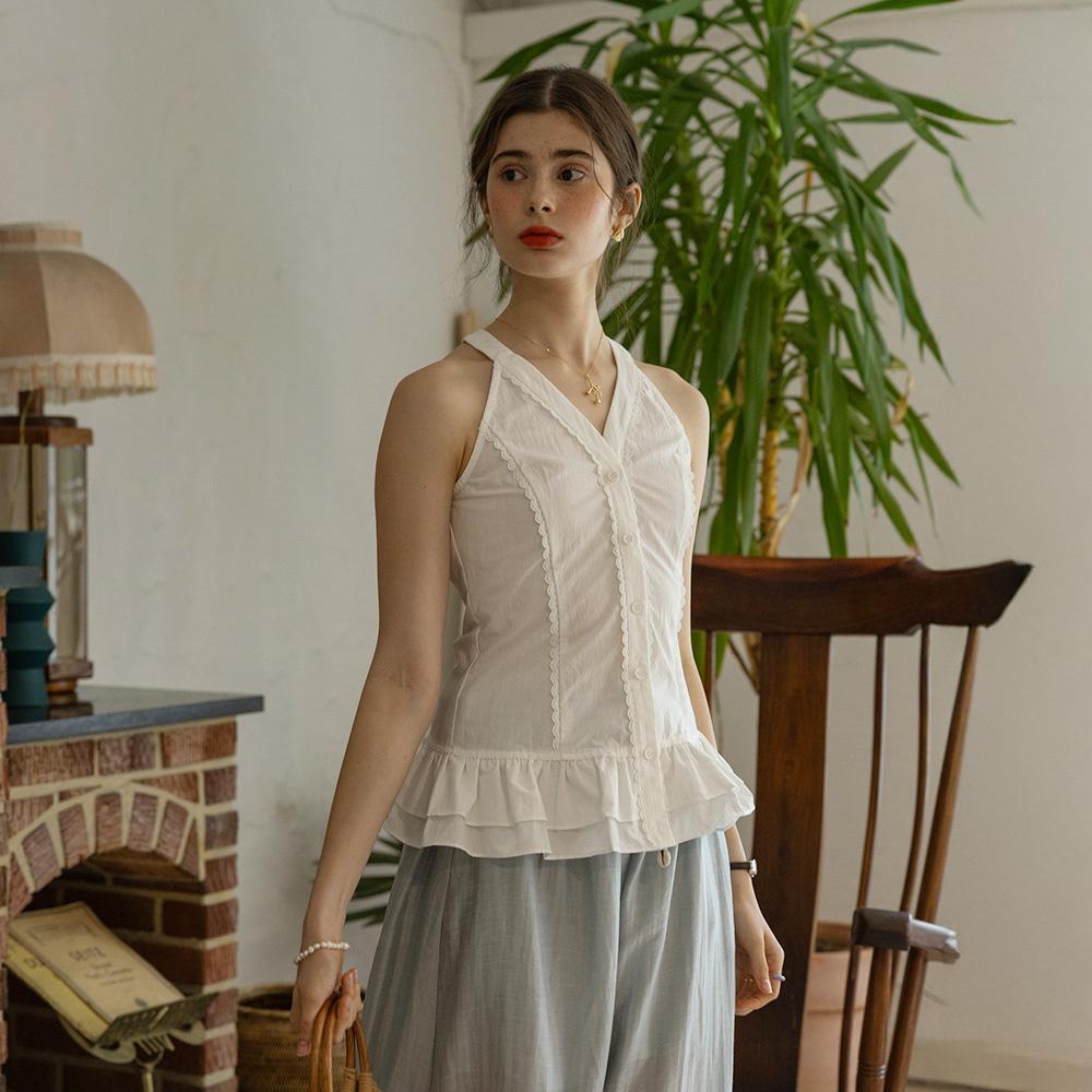 Peulaudeumali Pm_Pleated Hem Sleeveless Top_White