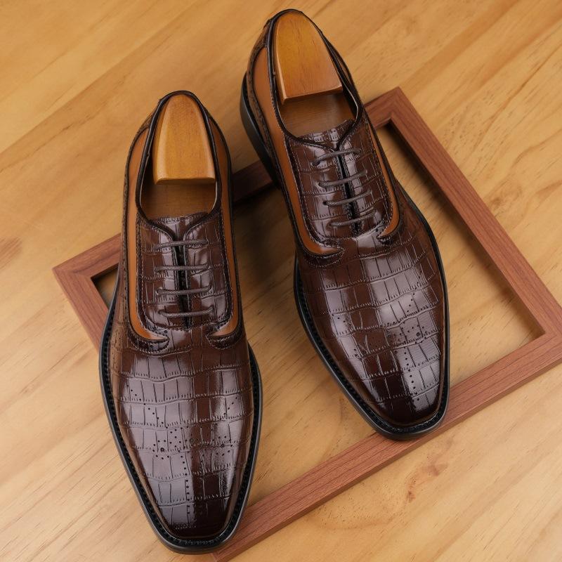 Leather shoes men's British business casual men's leather shoes retro lace-up trend versatile men's wedding shoes