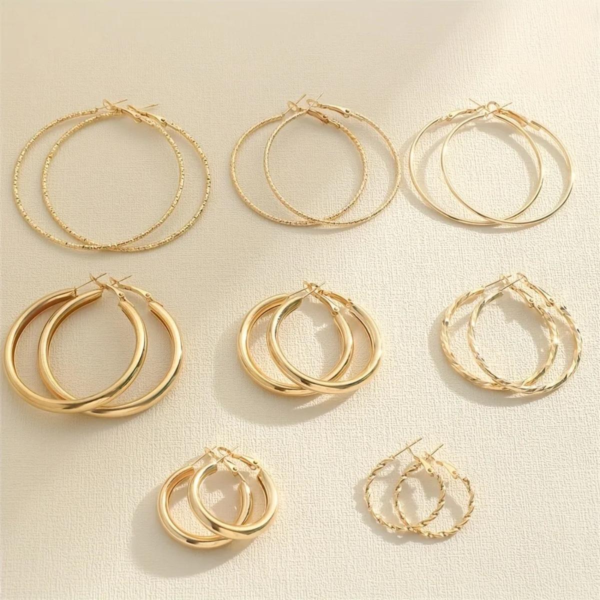 

8 Pairs Hypoallergenic Minimalist Stud Earrings, Simple Dainty Design for Daily Wear & Gifts GOLD