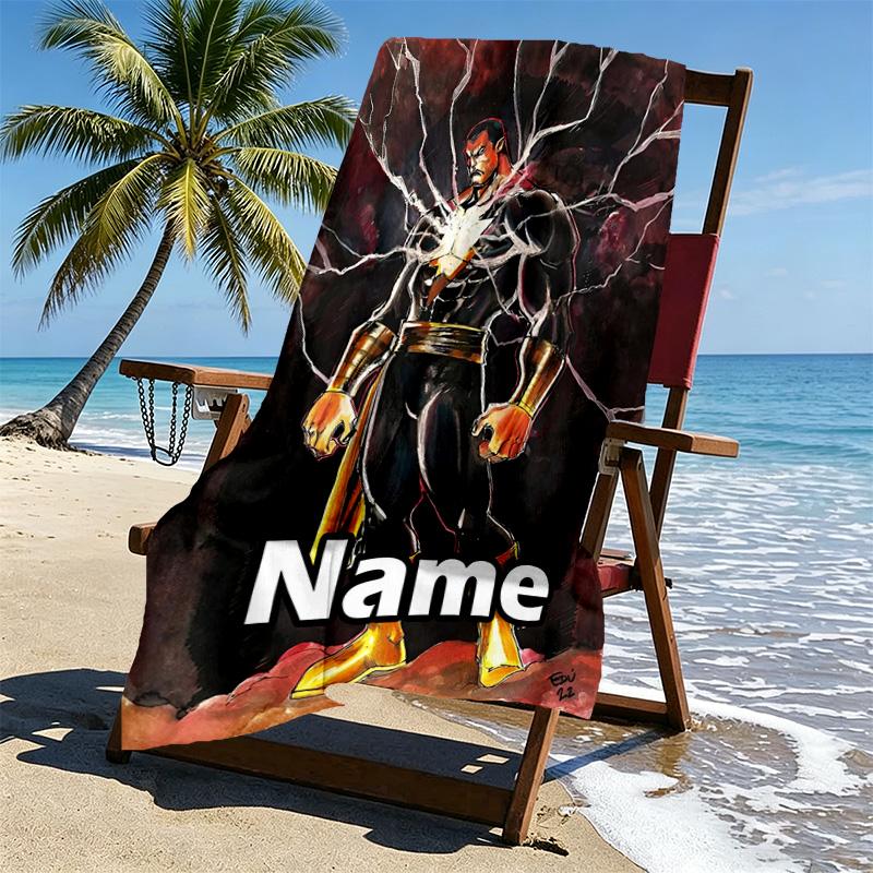 Custom Name Personalized Superhero movies Print Beach Towel, for Trip Camping Beach Party Home Decor, Birthday Gift for Family & Friends