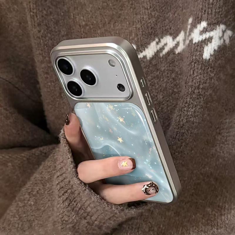 Golden star pattern phone case suitable for iPhone 17 16 15 14 13 12 11 Pro/Max/Plus anti drop and shockproof back cover