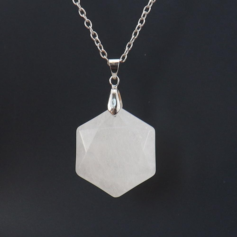 Crystal Gemstone Hexagram Black Yorite Pendant Necklace Cut Polyhedron Pendant N532