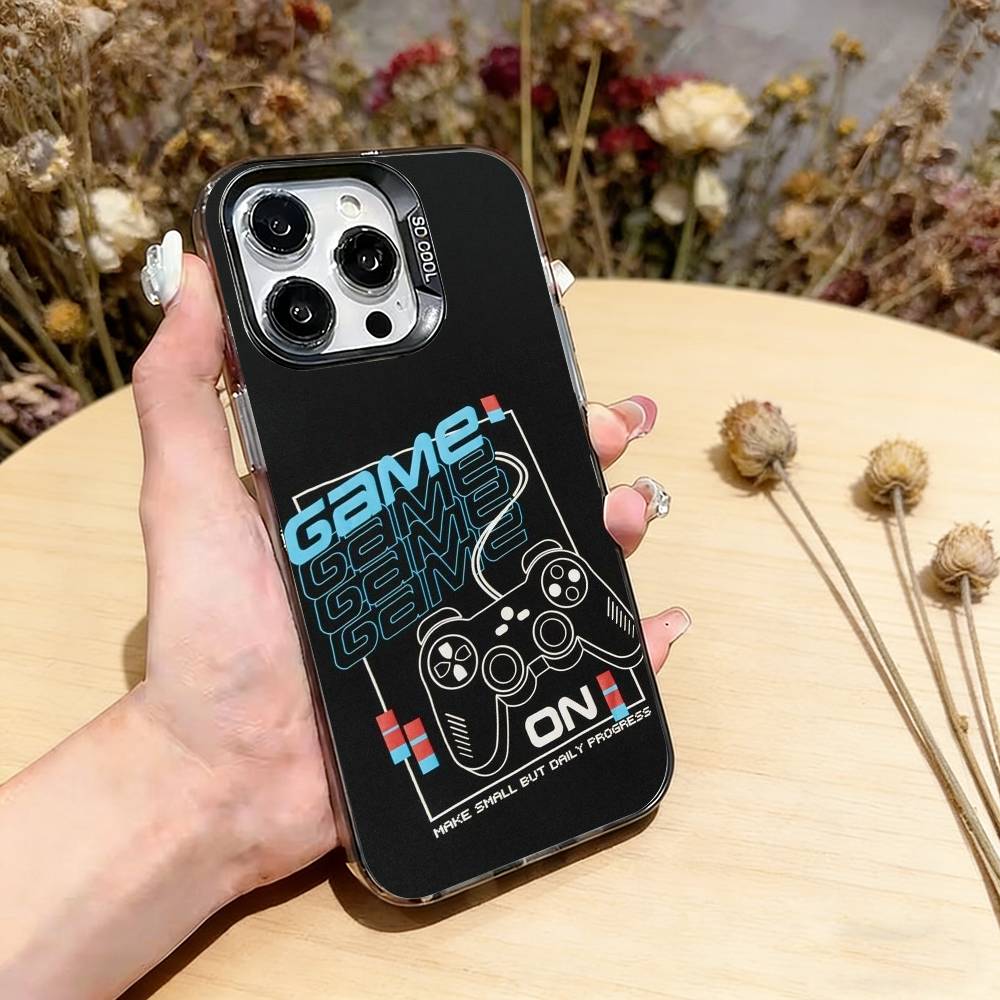 

Game Controller Graphic-s Phone Case For iPhone 17,16,15,14,13,12,11 Plus,Pro Max,XS,Colored Silver Plated Inside Cover iPhoneXsMax