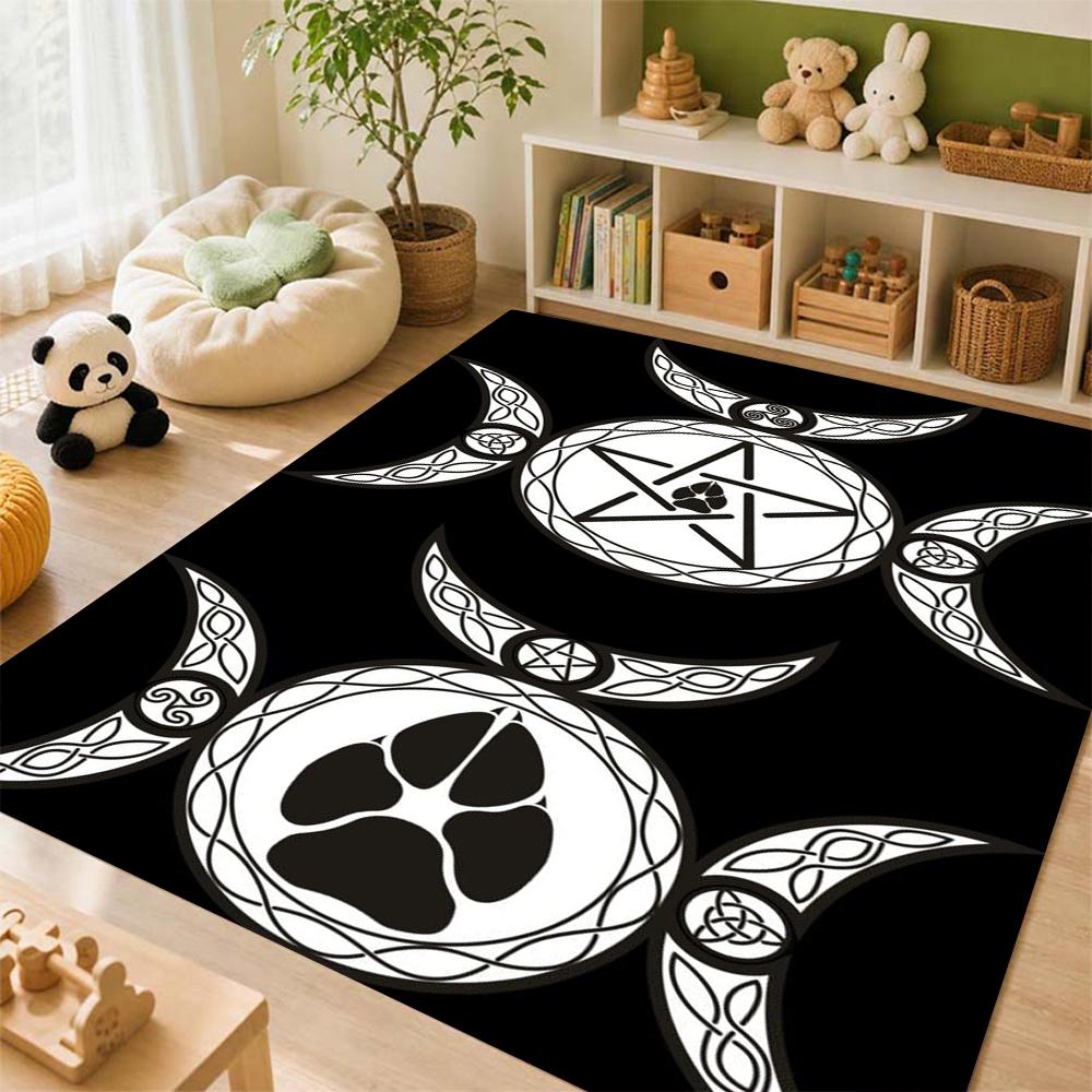 Dark Baphomet Grimoire Pentagram Patterned Rug Durable Stainresistant Easyclean Carpet For Bathroom Kitchen Home Decor Valentine'S Day Gift