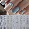 Franska Tips Nagelklistermärke 5D Präglad Kristall Fransk Nagel Dekaler Guld Silver Svart Linje Design Självhäftande Slider Naglar Konst