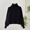 2025 autumn winter casual loose knitted sweaters harajuku Solid color turtleneck sweater tops for women Thick bottoming pullover